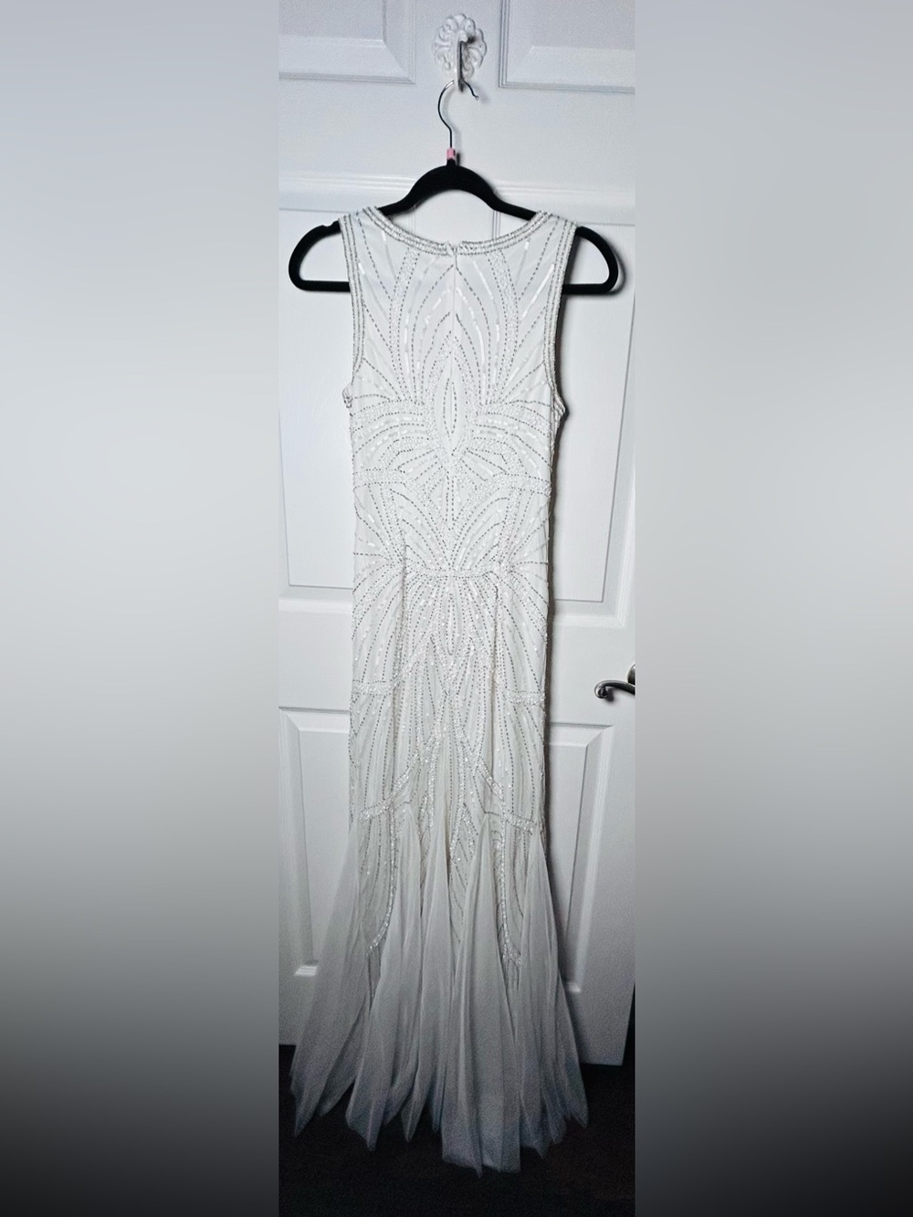 Lulu's White Beaded V-Neck Wedding Dress - Picture 4 of 10